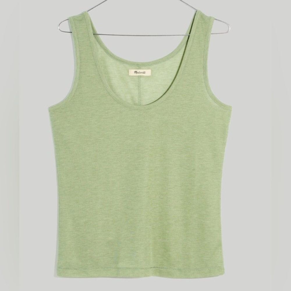 Madewell Sheer Ribbed Scoopneck Tank Top - Gatehouse Green